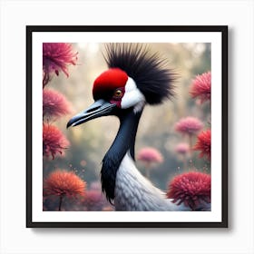 Bird In A Flower Field Art Print