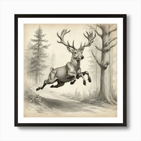 Deer In Flight Art Print