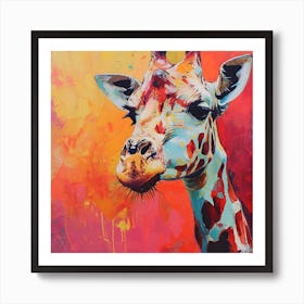 Warm Impasto Portrait Of A Giraffe 1 Art Print