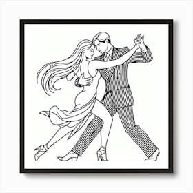 Line Art , Tango dance 3 Art Print