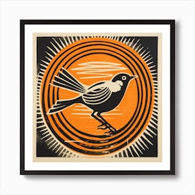 Retro Bird Lithograph Sparrow 6 Art Print