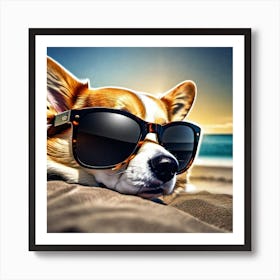 Corgi In Sunglasses 67 Art Print