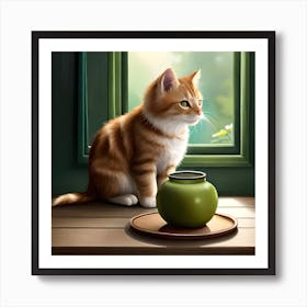 Cat In The Window Art Print