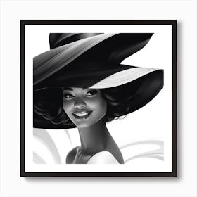 Black And White Hat 2 Art Print