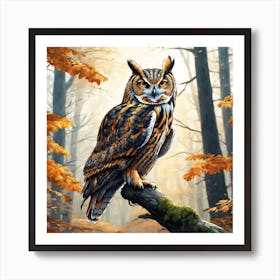 Owl In The Forest 190 Art Print