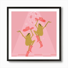 Frogs Dancing beneath a disco ball Art Print