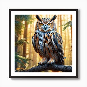 Owl In The Forest 209 Art Print