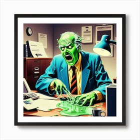 Zombie In The Office 1 Art Print