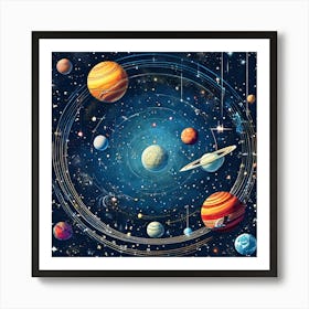 Solar System art print Art Print