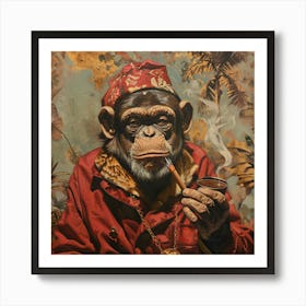 Monkey With A Pipe Art Print