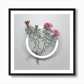 Vintage Garland Flowers Minimalist Floral Geometric Circle on Soft Gray n.0398 Art Print