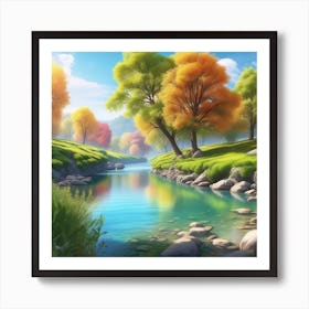 River In The Forest 77 Art Print