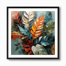 Abstraction with tropical leaf 3 Art Print