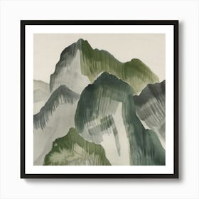 Japanese Watercolour Of Mount Nantai 3 Art Print