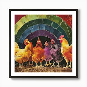 Retro Kitsch Rooster Collage 1 Art Print