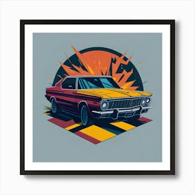 Car Colored Artwork Of Graphic Design Flat (98) Art Print