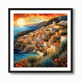 Sunset In Greece Art Print