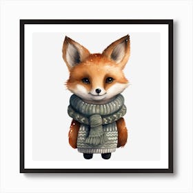 Fox In Scarf 1 Art Print