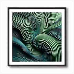 Aesthetic style, Green waves of palm leaf Art Print