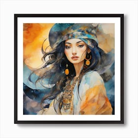 Watercolor Of A Woman Art Print