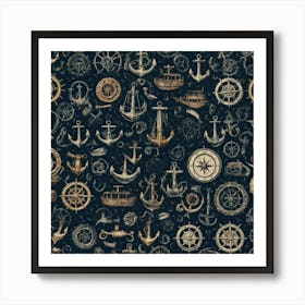 Anchors And Gears Art Print