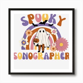 Cute Spooky Ghost Sonographer Halloween Wear To Work Clinic Art Print