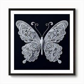 White Lace Butterfly I Art Print