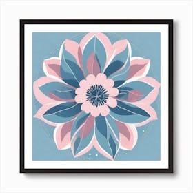 A White And Pink Flower In Minimalist Style Square Composition 94 Art Print