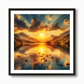 Sunset In The Mountains Art Print