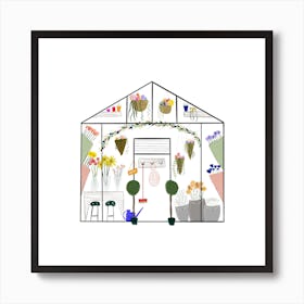 The Flower House Square Art Print