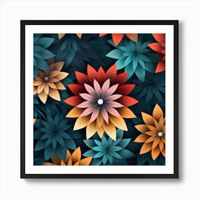 Abstract Floral Seamless Pattern Art Print