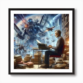 Robots And Books Art Print