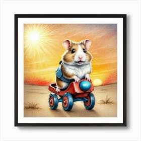 Guinea Pig In A Toy Car Art Print