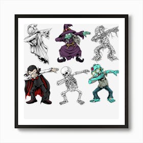 Dab Zombie Skeleton Vampire Witch Ghost Halloween Boy Girl Art Print