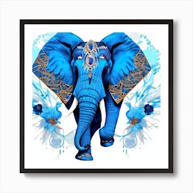 Blue Elephant 3 Art Print