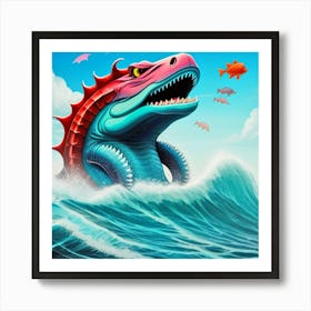 Dinosaur In The Ocean Art Print