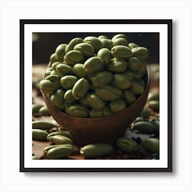 Green Coffee Beans In A Bowl Art Print