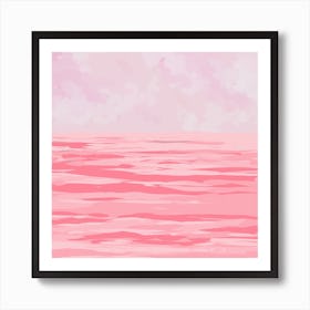 Pink Ocean moody clouds and water Art Print