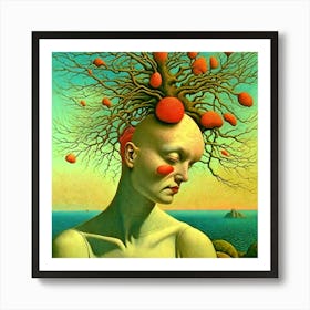 Woman With A Tree On Her Head - Cleo Guster Art Print