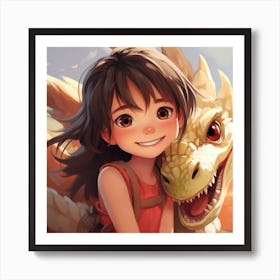 Dragon And Girl Anime Art Print