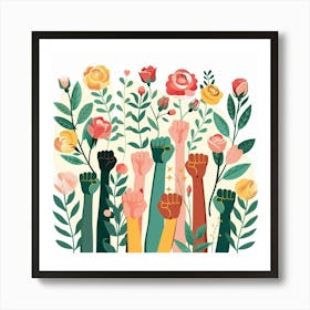 Women Support Other Women Colorful Floral Feminism Artwork Art Print