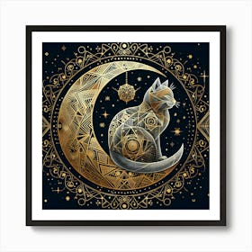 Cat On The Moon 5 Art Print
