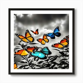 Colorful Butterflies In The Sky 3 Art Print