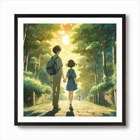 WOMAN AND GIRL Art Print