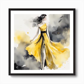 Woman In A Yellow Dress 1 Art Print