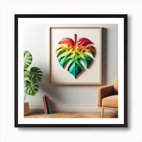 Geometric Art Large Monstera leaf 1 Art Print