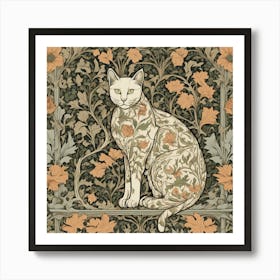 William Morris Style Cats Textiles 5 Art Print