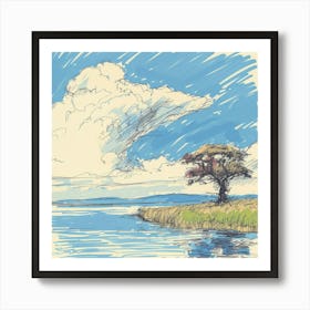 A Lake Nakuru In Kenya Hand Drawn Sketch Illustr 1720351378 2 Art Print