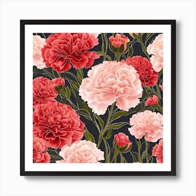 Carnations Seamless Pattern 1 Art Print