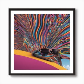 New Poster For Ray Ban Speed, In The Style Of Psychedelic Figuration, Eiko Ojala, Ian Davenport, Sci Art Print